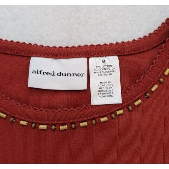 Alfred Dunner Women's Top Orange Stretch Knit Beaded Size Medium Short Sleeve - Picture 8 of 16